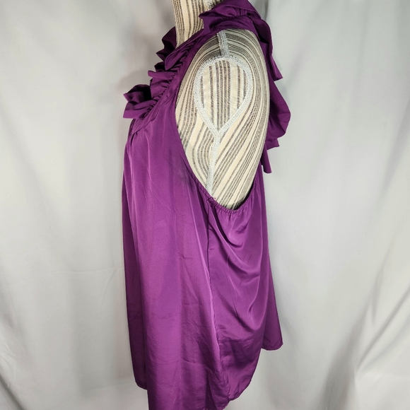 Elle Purple Ruffle Collar & Back Sleeveless Racerback Tunic Top Size XLarge - Picture 3 of 8